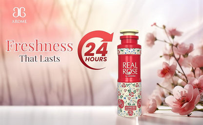 Real Rose Alcohol Free DeoDorant Spray 200ml (Pack of 3)