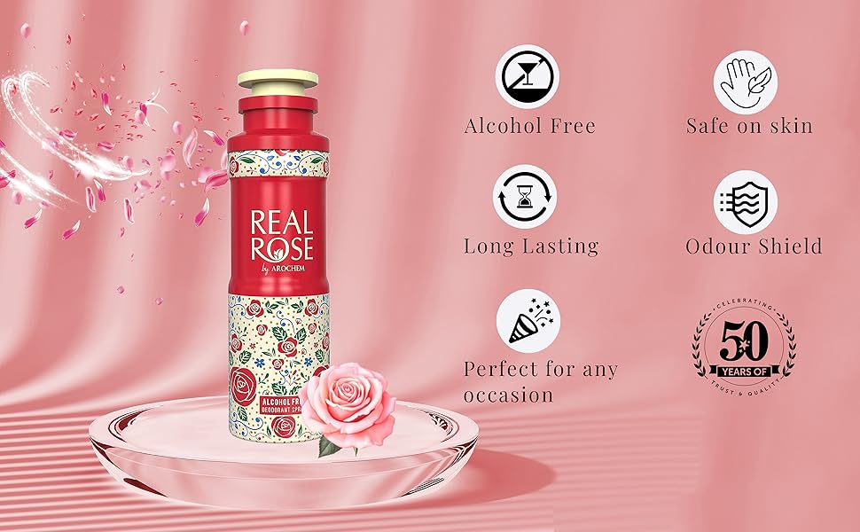 Real Rose Alcohol Free DeoDorant Spray 200ml (Pack of 1)