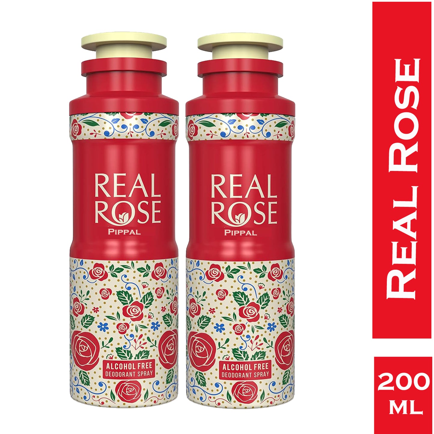 Real Rose Alcohol Free DeoDorant Spray 200ml (Pack of 2)