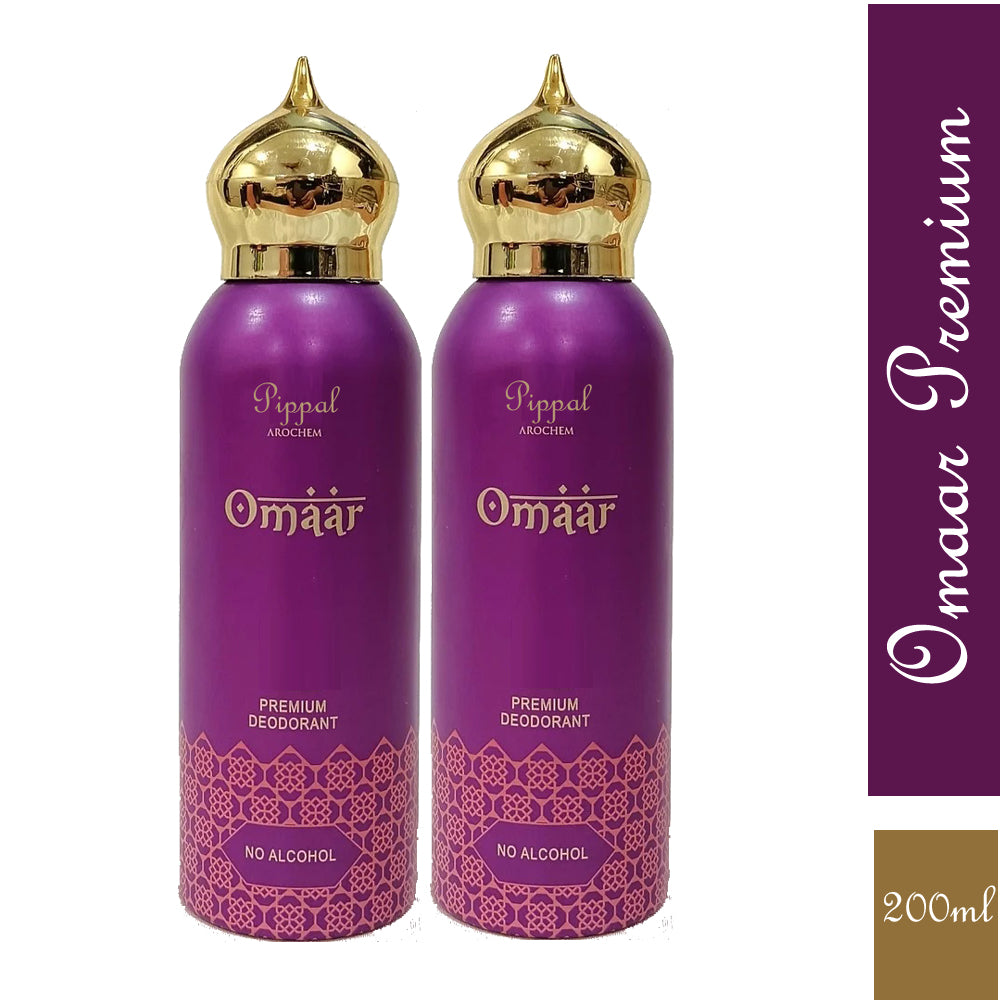 Omaar PREMIUM DEODORANT No Alcohol 200 Ml (Pack of 2)